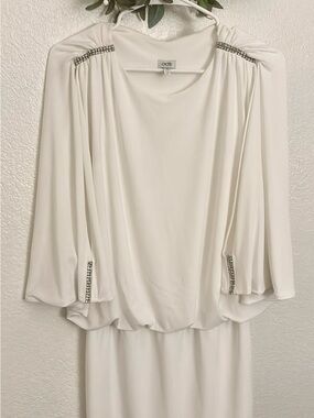 Cache White Beaded Detail Blouson Dress